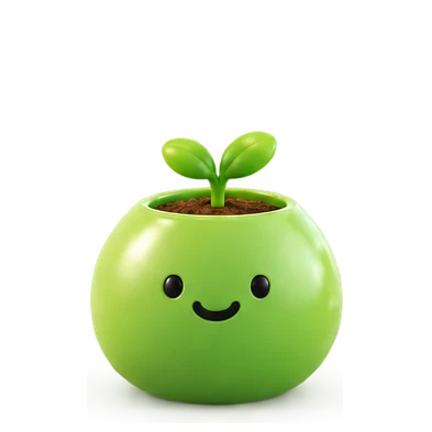 The Pennypot pot waiting calmly with a small sprout.